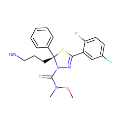 CON(C)C(=O)N1N=C(c2cc(F)ccc2F)S[C@@]1(CCCN)c1ccccc1 ZINC000043204022