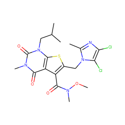 CON(C)C(=O)c1c(Cn2c(C)nc(Cl)c2Cl)sc2c1c(=O)n(C)c(=O)n2CC(C)C ZINC000014977625