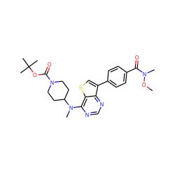 CON(C)C(=O)c1ccc(-c2csc3c(N(C)C4CCN(C(=O)OC(C)(C)C)CC4)ncnc23)cc1 ZINC001772617072