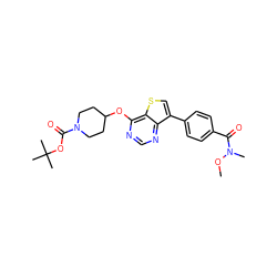 CON(C)C(=O)c1ccc(-c2csc3c(OC4CCN(C(=O)OC(C)(C)C)CC4)ncnc23)cc1 ZINC001772586412