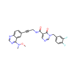 CON(C)c1ncnc2ccc(C#CCNC(=O)c3cncn(Cc4ccc(F)c(F)c4)c3=O)cc12 ZINC000096176319