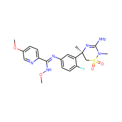 CON/C(=N\c1ccc(F)c([C@]2(C)CS(=O)(=O)N(C)C(N)=N2)c1)c1ccc(OC)cn1 ZINC000209494644