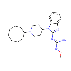 CON/C(N)=N/c1nc2ccccc2n1C1CCN(C2CCCCCCC2)CC1 ZINC000222409065