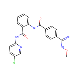 CONC(=N)c1ccc(C(=O)Nc2ccccc2C(=O)Nc2ccc(Cl)cn2)cc1 ZINC000040894950