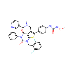 CONC(=O)Nc1ccc(-c2sc3c(c2CN(C)Cc2cccnc2)c(=O)n(-c2ccccc2)c(=O)n3Cc2c(F)cccc2F)cc1 ZINC000072110879