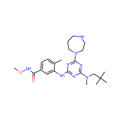 CONC(=O)c1ccc(C)c(Nc2nc(N(C)CC(C)(C)C)nc(N3CCCNCC3)n2)c1 ZINC000013586101