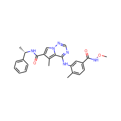 CONC(=O)c1ccc(C)c(Nc2ncnn3cc(C(=O)N[C@@H](C)c4ccccc4)c(C)c23)c1 ZINC000014974239