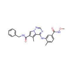 CONC(=O)c1ccc(C)c(Nc2ncnn3cc(C(=O)NCc4ccccc4)c(C)c23)c1 ZINC000014974234