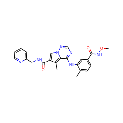 CONC(=O)c1ccc(C)c(Nc2ncnn3cc(C(=O)NCc4ccccn4)c(C)c23)c1 ZINC000014974237