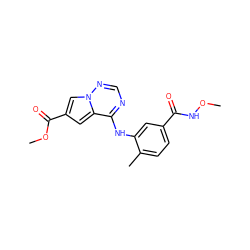 CONC(=O)c1ccc(C)c(Nc2ncnn3cc(C(=O)OC)cc23)c1 ZINC000014974206