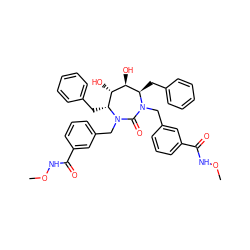 CONC(=O)c1cccc(CN2C(=O)N(Cc3cccc(C(=O)NOC)c3)[C@H](Cc3ccccc3)[C@H](O)[C@@H](O)[C@H]2Cc2ccccc2)c1 ZINC000026575301