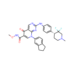 CONC(=O)c1cn(-c2ccc3c(c2)CCC3)c2nc(Nc3ccc([C@H]4CCN(C)CC4(F)F)cc3)ncc2c1=O ZINC000044307177