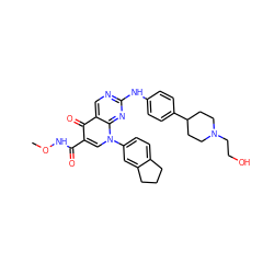 CONC(=O)c1cn(-c2ccc3c(c2)CCC3)c2nc(Nc3ccc(C4CCN(CCO)CC4)cc3)ncc2c1=O ZINC000044351716