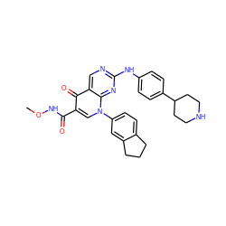 CONC(=O)c1cn(-c2ccc3c(c2)CCC3)c2nc(Nc3ccc(C4CCNCC4)cc3)ncc2c1=O ZINC000045497707