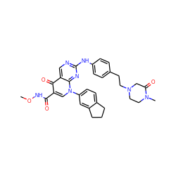 CONC(=O)c1cn(-c2ccc3c(c2)CCC3)c2nc(Nc3ccc(CCN4CCN(C)C(=O)C4)cc3)ncc2c1=O ZINC000042835339