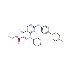 CONC(=O)c1cn(C2CCCCC2)c2nc(Nc3ccc(C4CCN(C)CC4)cc3)ncc2c1=O ZINC000040952306