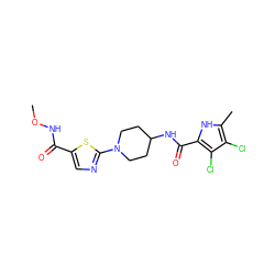 CONC(=O)c1cnc(N2CCC(NC(=O)c3[nH]c(C)c(Cl)c3Cl)CC2)s1 ZINC000073196433