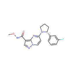 CONC(=O)c1cnn2ccc(N3CCC[C@@H]3c3cccc(F)c3)nc12 ZINC000169704173