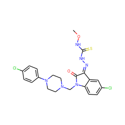 CONC(=S)N/N=C1\C(=O)N(CN2CCN(c3ccc(Cl)cc3)CC2)c2ccc(Cl)cc21 ZINC000066101432