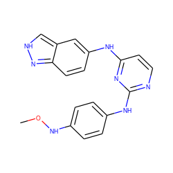 CONc1ccc(Nc2nccc(Nc3ccc4n[nH]cc4c3)n2)cc1 ZINC000653876580