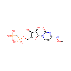 CONc1ccn([C@@H]2O[C@H](CO[P@](=O)(O)CP(=O)(O)O)[C@@H](O)[C@H]2O)c(=O)n1 ZINC000049045230