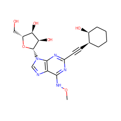 CONc1nc(C#C[C@@H]2CCCC[C@@H]2O)nc2c1ncn2[C@@H]1O[C@H](CO)[C@@H](O)[C@H]1O ZINC000034800855