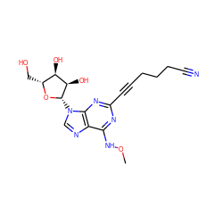 CONc1nc(C#CCCCC#N)nc2c1ncn2[C@@H]1O[C@H](CO)[C@@H](O)[C@H]1O ZINC000034800850