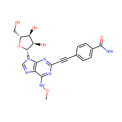 CONc1nc(C#Cc2ccc(C(N)=O)cc2)nc2c1ncn2[C@@H]1O[C@H](CO)[C@@H](O)[C@H]1O ZINC000034800883