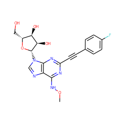 CONc1nc(C#Cc2ccc(F)cc2)nc2c1ncn2[C@@H]1O[C@H](CO)[C@@H](O)[C@H]1O ZINC000003948105