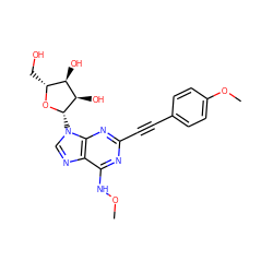 CONc1nc(C#Cc2ccc(OC)cc2)nc2c1ncn2[C@@H]1O[C@H](CO)[C@@H](O)[C@H]1O ZINC000034800888