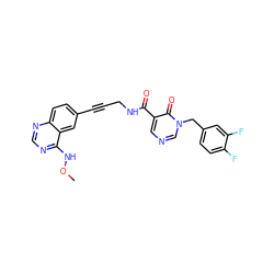 CONc1ncnc2ccc(C#CCNC(=O)c3cncn(Cc4ccc(F)c(F)c4)c3=O)cc12 ZINC000096176318