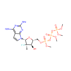 COP(=O)(OC)O[P@](=O)(OC)O[P@](=O)(OC)OC[C@H]1O[C@@H](n2ccc3c(N)nc(N)nc32)[C@](C)(F)[C@@H]1O ZINC000082150071