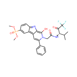 COP(=O)(OC)c1ccc2nc3c(O)n(CC(=O)N[C@H](C(=O)C(F)(F)F)C(C)C)c(-c4ccccc4)cc-3c2c1 ZINC000100729455