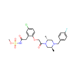 COS(=O)(=O)NC(=O)Cc1cc(Cl)ccc1OCC(=O)N1C[C@H](C)N(Cc2ccc(F)cc2)C[C@H]1C ZINC000028821518