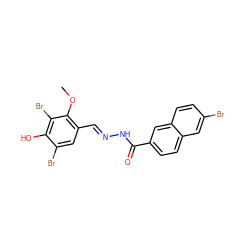 COc1c(/C=N/NC(=O)c2ccc3cc(Br)ccc3c2)cc(Br)c(O)c1Br ZINC000095590883