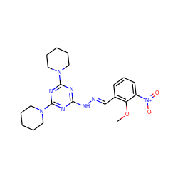 COc1c(/C=N/Nc2nc(N3CCCCC3)nc(N3CCCCC3)n2)cccc1[N+](=O)[O-] ZINC000006905789