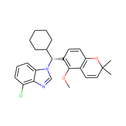 COc1c([C@@H](C2CCCCC2)n2cnc3c(Cl)cccc32)ccc2c1C=CC(C)(C)O2 ZINC000095562134