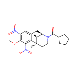 COc1c([N+](=O)[O-])cc2c(c1[N+](=O)[O-])[C@]1(C)CCN(C(=O)C3CCCC3)[C@H](C2)[C@@H]1C ZINC000115792036