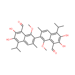 COc1c(-c2c(C)cc3c(C(C)C)c(O)c(O)c(C=O)c3c2OC)c(C)cc2c(C(C)C)c(O)c(O)c(C=O)c12 ZINC000026988119