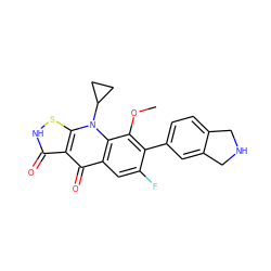 COc1c(-c2ccc3c(c2)CNC3)c(F)cc2c(=O)c3c(=O)[nH]sc3n(C3CC3)c12 ZINC000035090197