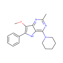 COc1c(-c2ccccc2)[nH]c2c(N3CCCCC3)nc(C)nc12 ZINC000013835035