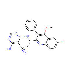 COc1c(-c2ccccc2)c([C@H](C)Nc2ncnc(N)c2C#N)nc2ccc(F)cc12 ZINC000146216940