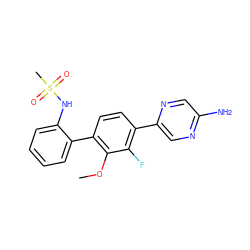 COc1c(-c2ccccc2NS(C)(=O)=O)ccc(-c2cnc(N)cn2)c1F ZINC000224812710