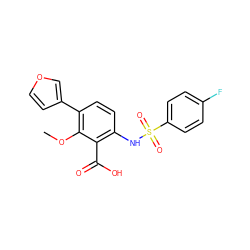 COc1c(-c2ccoc2)ccc(NS(=O)(=O)c2ccc(F)cc2)c1C(=O)O ZINC000014965063