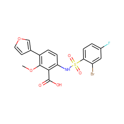 COc1c(-c2ccoc2)ccc(NS(=O)(=O)c2ccc(F)cc2Br)c1C(=O)O ZINC000014965067