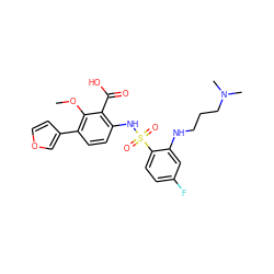 COc1c(-c2ccoc2)ccc(NS(=O)(=O)c2ccc(F)cc2NCCCN(C)C)c1C(=O)O ZINC000014965139