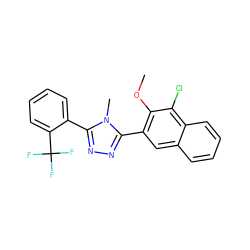 COc1c(-c2nnc(-c3ccccc3C(F)(F)F)n2C)cc2ccccc2c1Cl ZINC000029042891