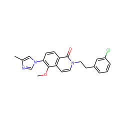 COc1c(-n2cnc(C)c2)ccc2c(=O)n(CCc3cccc(Cl)c3)ccc12 ZINC000103247221