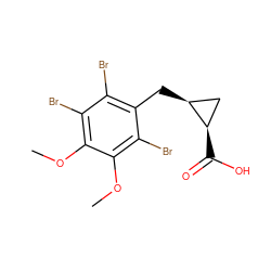 COc1c(Br)c(Br)c(C[C@H]2C[C@H]2C(=O)O)c(Br)c1OC ZINC001772589413