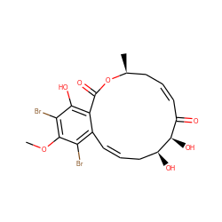 COc1c(Br)c(O)c2c(c1Br)/C=C/C[C@H](O)[C@H](O)C(=O)/C=C\C[C@H](C)OC2=O ZINC000473154695